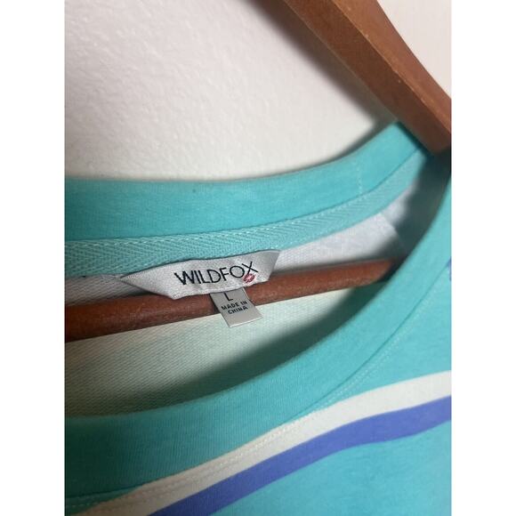 Wildfox Blue Striped Sweatshirt & Short Lounge Set Women’s Size Large - Picture 7 of 10